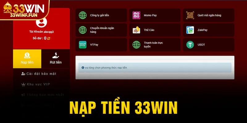 Nạp tiền 33WIN